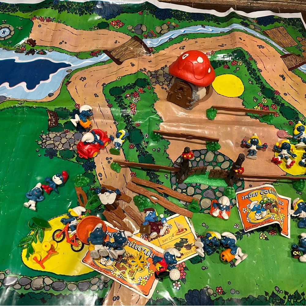 Vintage Smurfs Playset with Figures and Accessories